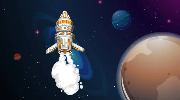 Cohete volando en el espacio Ilustración de stock