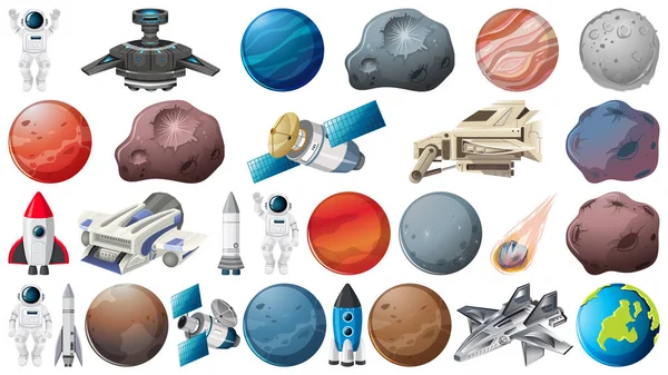 Conjunto de planetas y reverencias espaciales — Archivo Imágenes Vectoriales