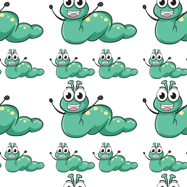 Seamless pattern tile cartoon with caterpillar — Stock Vector
