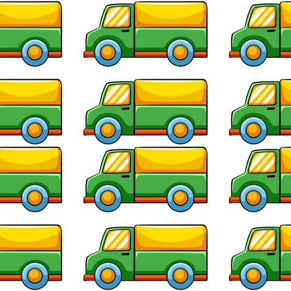 Dibujos animados de azulejos de patrón sin costura con camión de juguete — Vector de stock
