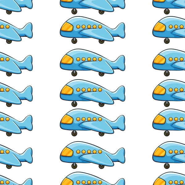 Desenhos animados de azulejo padrão sem costura com avião de brinquedo — Vetor de Stock