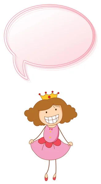 Meisje prinses met toespraak bubble — Stockvector