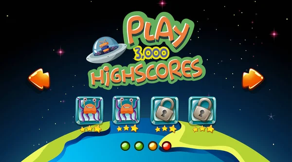 Space highscores game background — Stock Vector