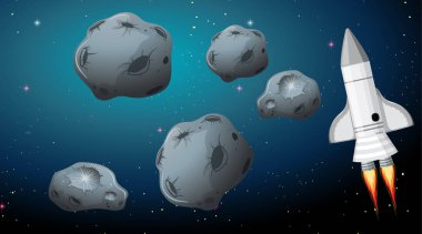Roket ve asteroid sahne