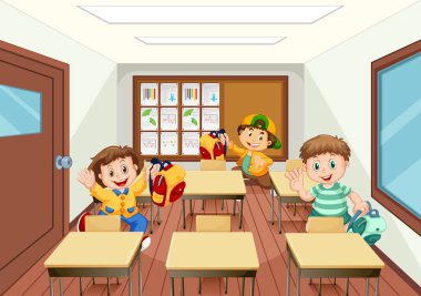 Sınıfta eğlenen çocuklar