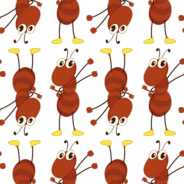 Dibujos animados de azulejos de patrón sin costura con hormiga — Vector de stock
