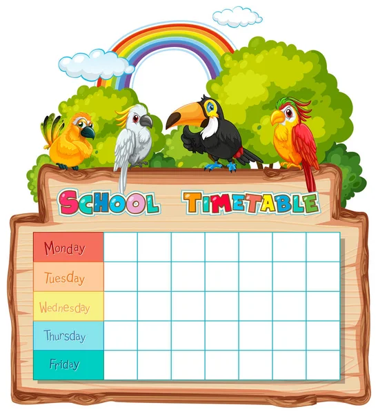 时间表学校规划与字符 — 图库矢量图片