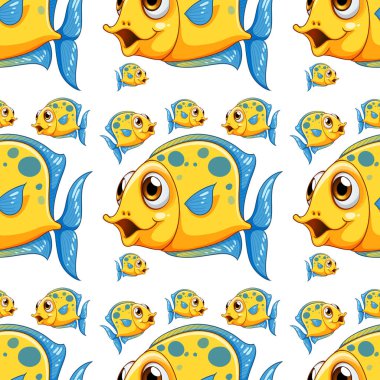 Balık ile Dikişsiz desen kiremit karikatür
