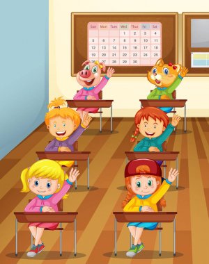 Sınıftaki çocuklar ve hayvanlar