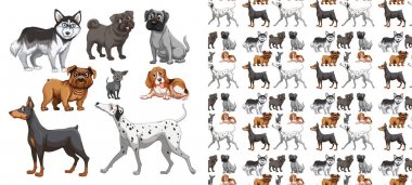 Dikişsiz ve izole hayvan desen karikatür