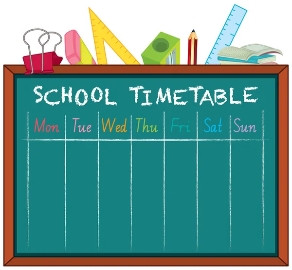 Planificación del horario escolar con personajes — Archivo Imágenes Vectoriales