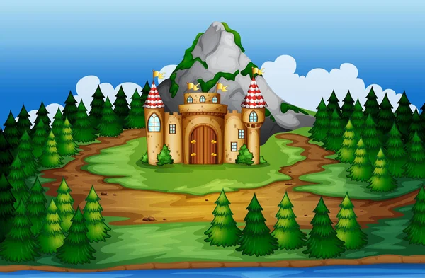 Château dans les bois scène — Image vectorielle