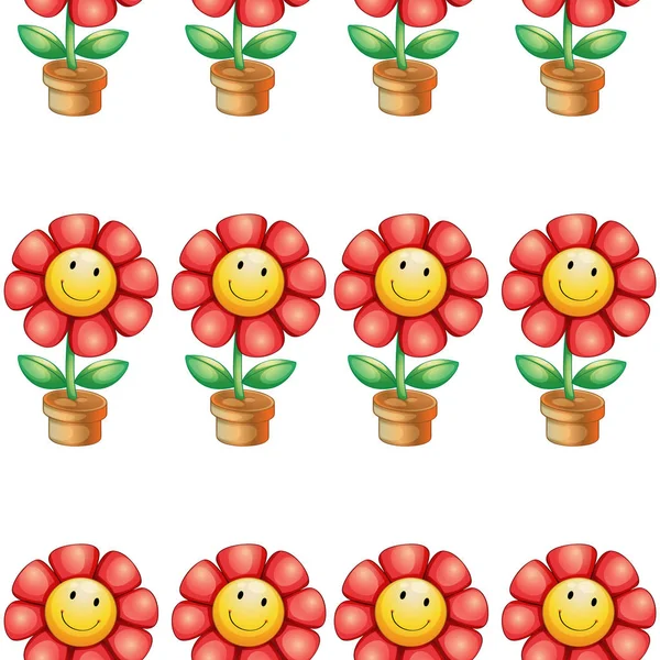 Seamless pattern tile cartoon with toy flower pot — Stock Vector