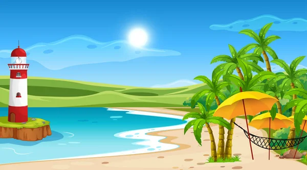 Naturaleza vacía playa océano paisaje costero — Vector de stock