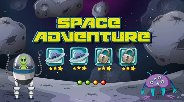 Weltraum-Abenteuer-Spiel Hintergrund — Stockvektor