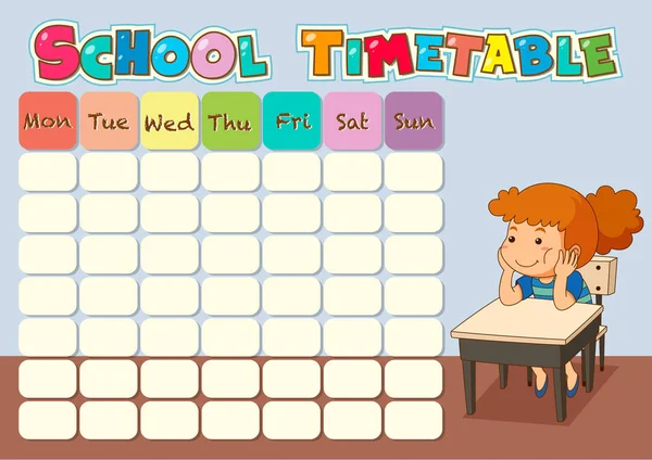 Horario escolar con el estudiante — Archivo Imágenes Vectoriales