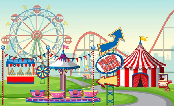 An outdoor funfair scene — Stock Vector