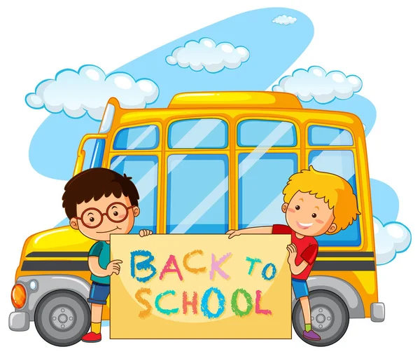 Vissza az iskolába sablon iskolabusz — Stock Vector