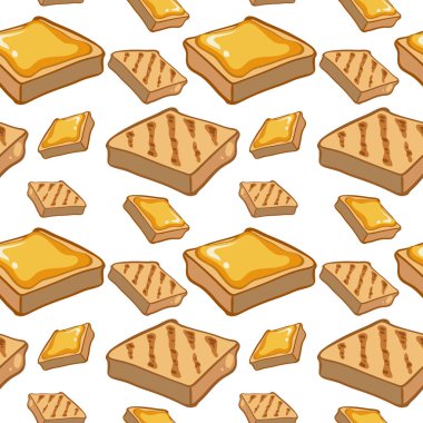 Ekmek ve tereyağı gıda ile Dikişsiz desen karo karikatür