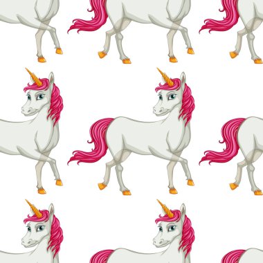 Tek boynuzlu at ile dikişsiz desen karo karikatür