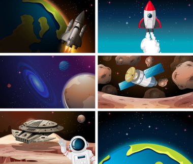 Farklı uzay sahneleri seti