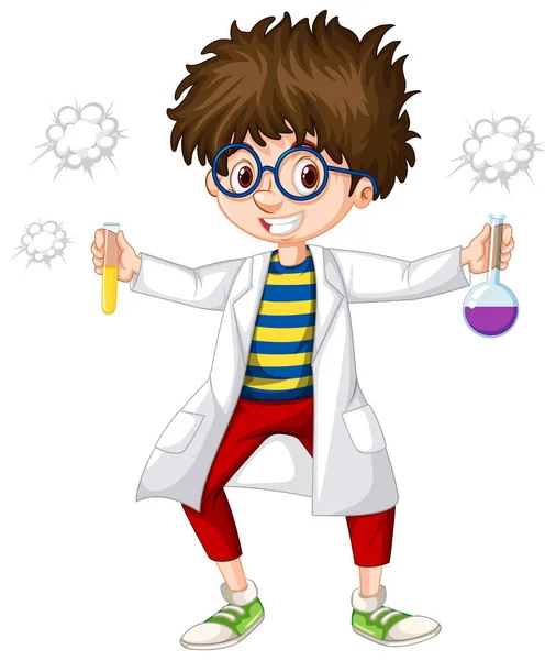 Scientist with two test tubes in hands — Stock Vector