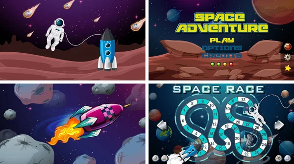 Set van ruimte race scènes — Stockvector