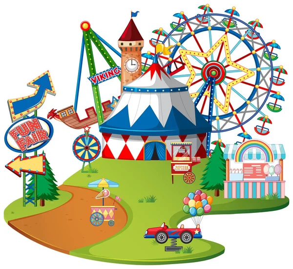 Διασκέδαση Fair θεματικό πάρκο σε απομονωμένο φόντο — Διανυσματικό Αρχείο