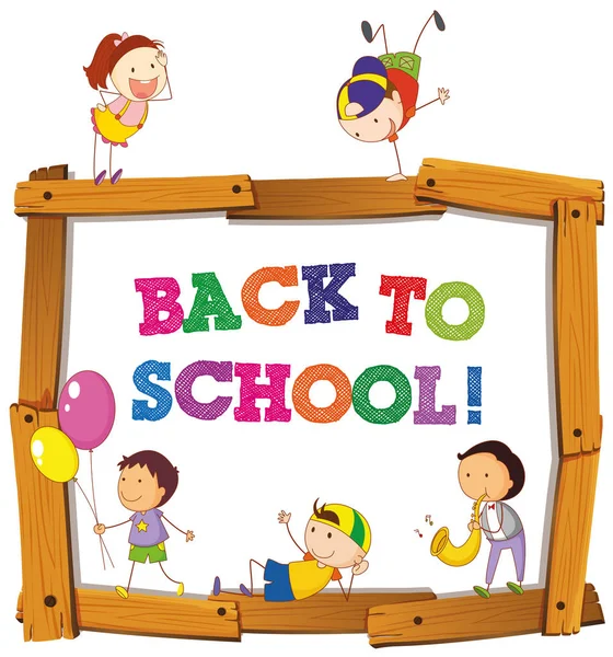 Back to school template with children — Stock Vector