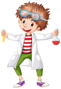 Test tüplerini elinde tutan bilim adamı