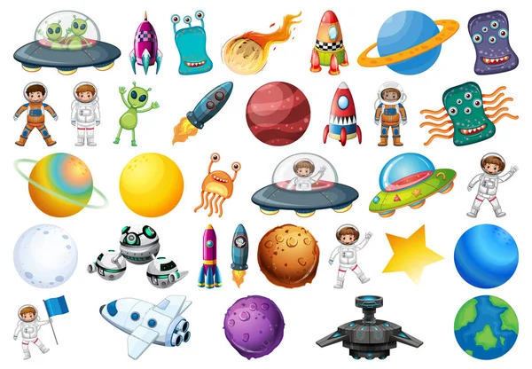 Large space themed set — Stock Vector