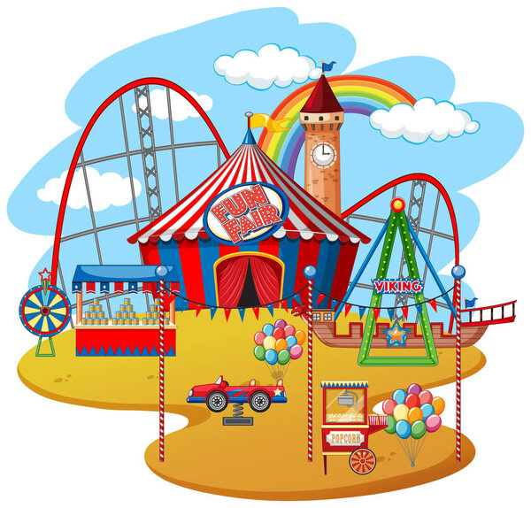 Fun fair theme park on isolated background