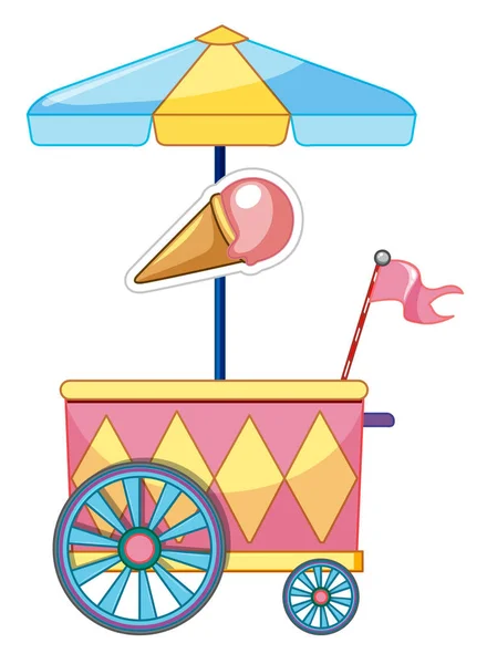 Ice cream car with wheels and umbrella — Stock Vector