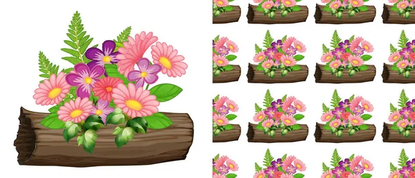 Nahtloses Hintergrunddesign mit rosa Gerbera-Blumen — Stockvektor