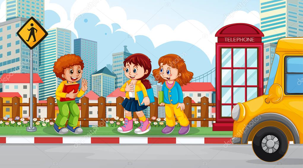 Kids in street scene