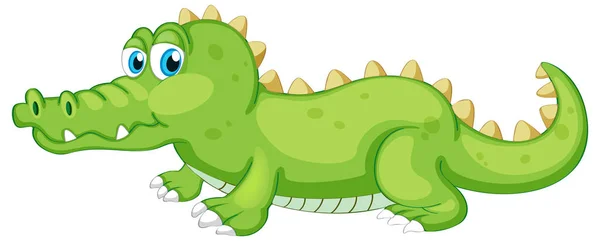 Crocodilo verde rastejando no fundo branco —  Vetores de Stock