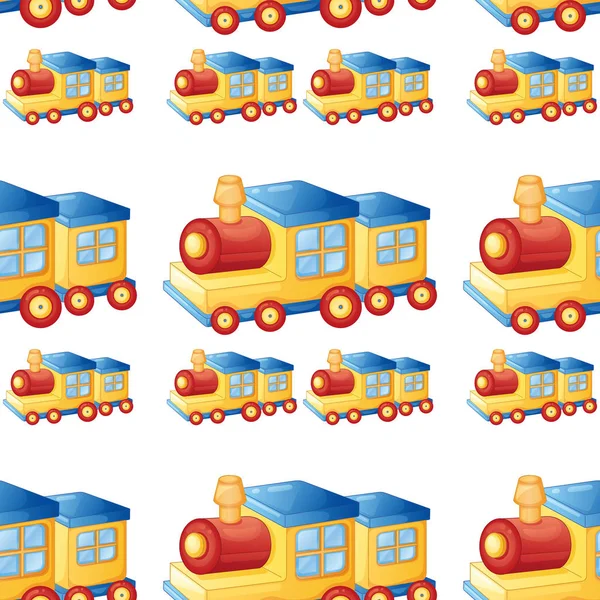 Seamless pattern tile cartoon with toy train — Stock Vector