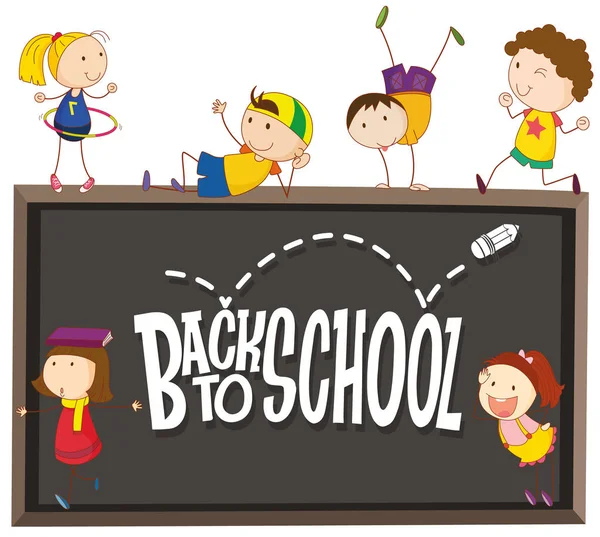 Back to school template with children
