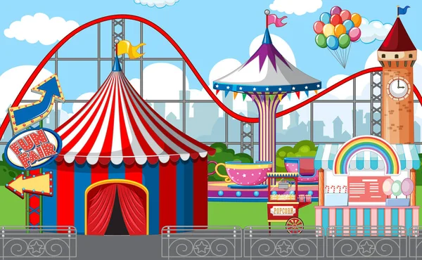 Een outdoor kermis scene — Stockvector