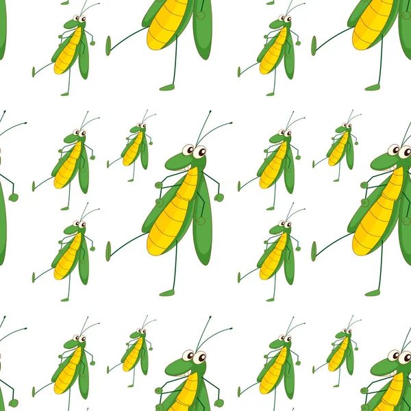Seamless pattern tile cartoon with grasshopper — Stock Vector