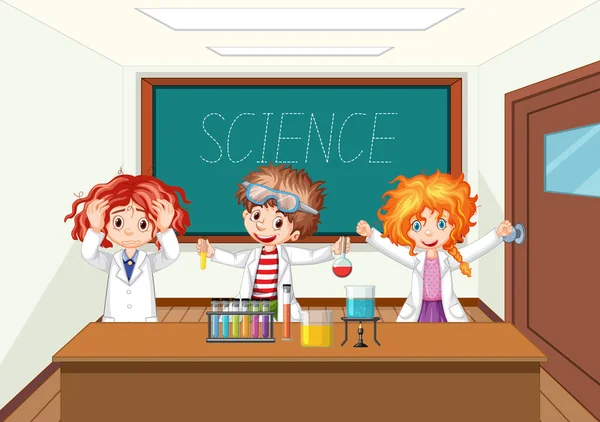 Scientist working with science tools in lab — Stock Vector