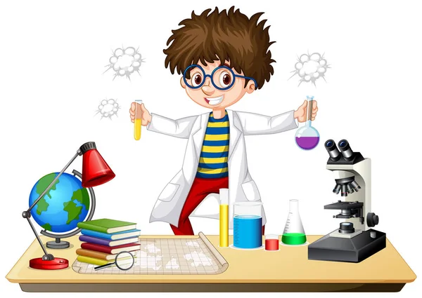 Scientist doing experiment in science lab — Stock Vector