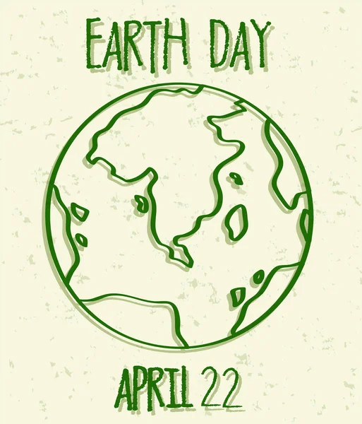 Green outline earth day poster — Stock Vector