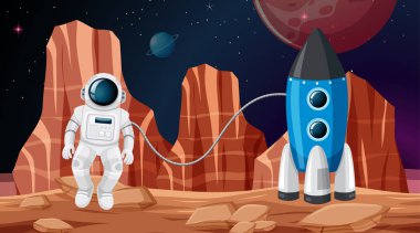 Astronot uzay sahnesinde