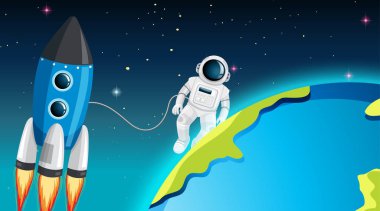 Astronot ve roket sahnesi