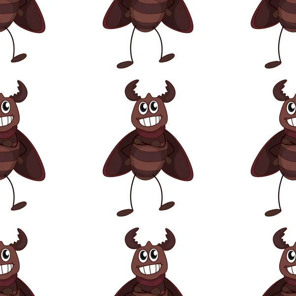Cartone animato di piastrelle modello senza soluzione di continuità con scarabeo — Vettoriale Stock