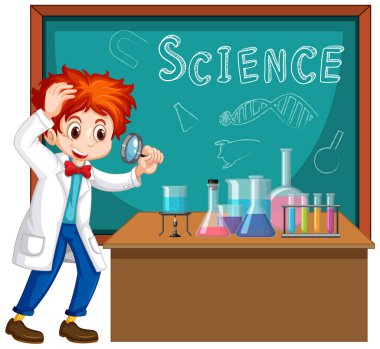 Bilim sınıfında araçlarla çalışan öğrenci