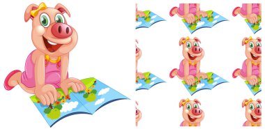 Dikişsiz ve izole hayvan desen karikatür