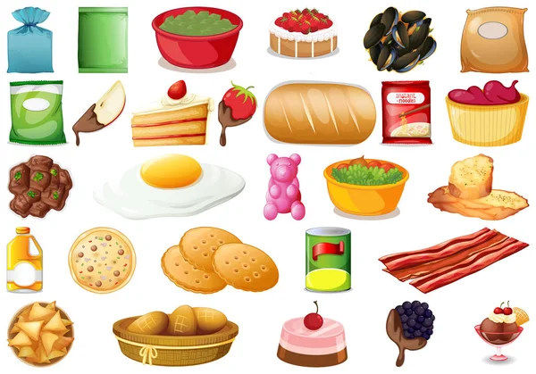 Set van verschillende voedingsmiddelen — Stockvector