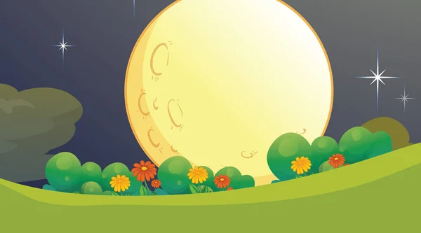 Full moon nature background scene — Stock Vector